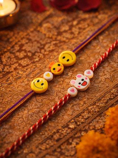 (Set of 2) Smiley Kids Cartoon Rakhi Bracelet Bro Gift