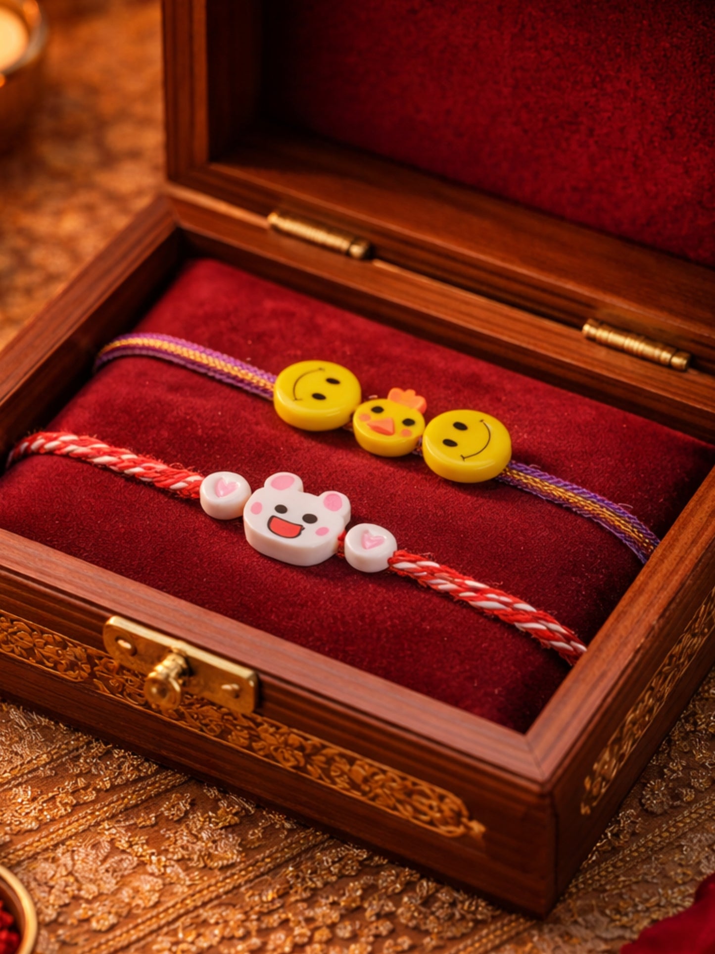 (Set of 2) Smiley Kids Cartoon Rakhi Bracelet Bro Gift