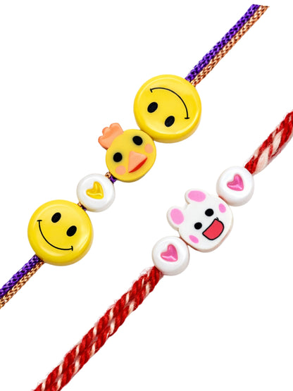(Set of 2) Smiley Kids Cartoon Rakhi Bracelet Bro Gift