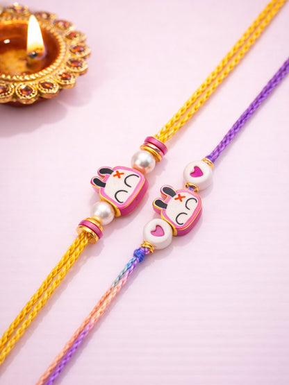 (Set of 2) Bunny Kids Cartoon Rakhi Bracelet Bro Gift