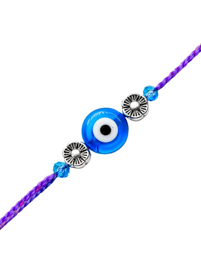 Evil Eye Flower Charm Bracelet Rakhi For Bhai Bhaiya Bro