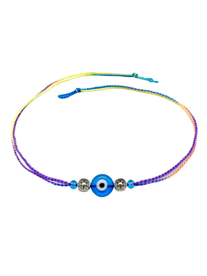 Evil Eye Flower Charm Bracelet Rakhi For Bhai Bhaiya Bro