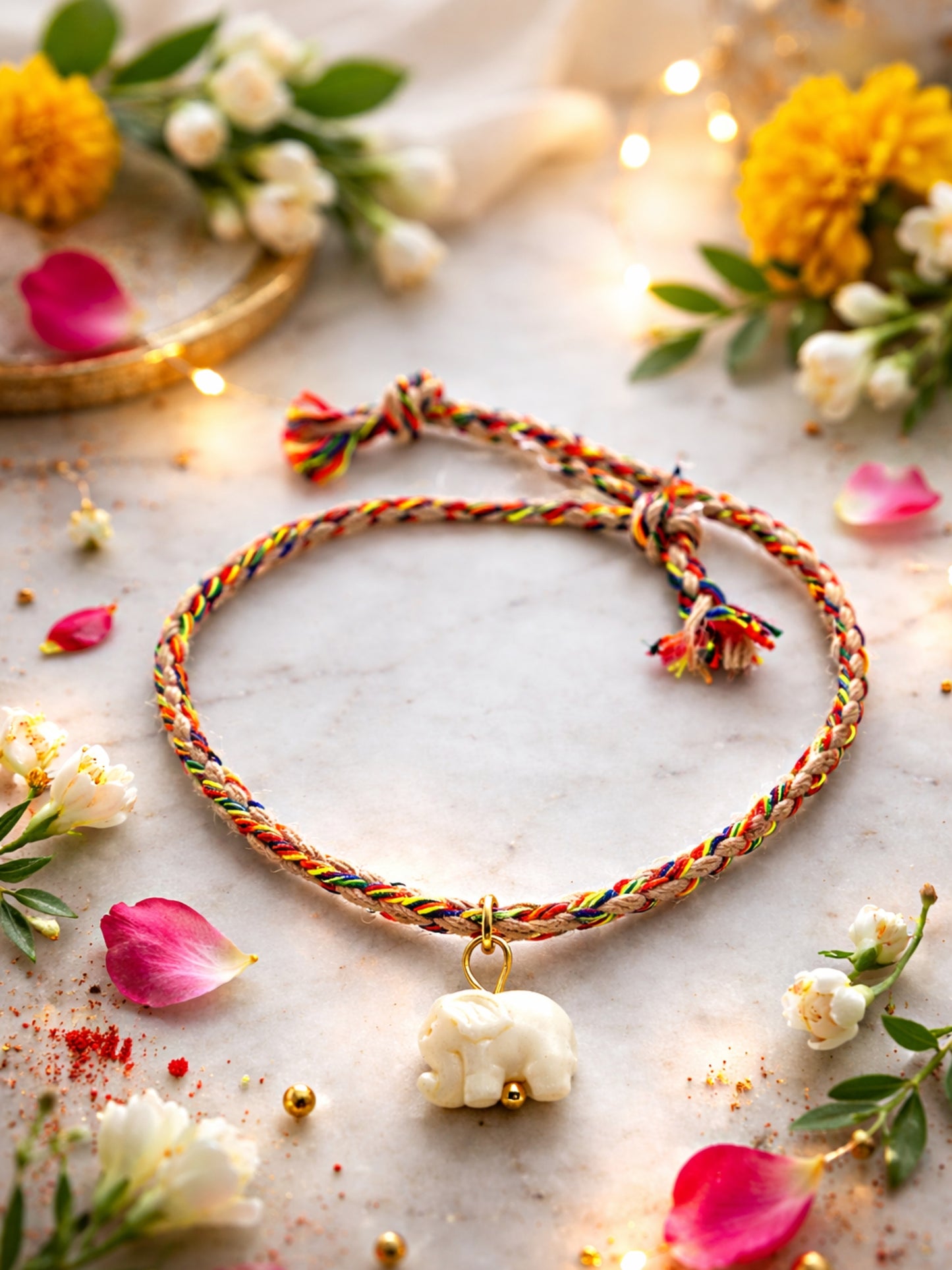 Cute White Elephant Kids Rakhi Bracelet For Bhai Bro