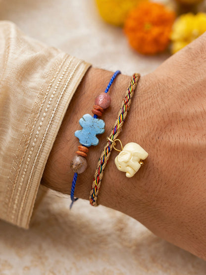(Set of 2) Mini Teddy Bear Elephant Kids Rakhi Bhai Bhaiya Bro
