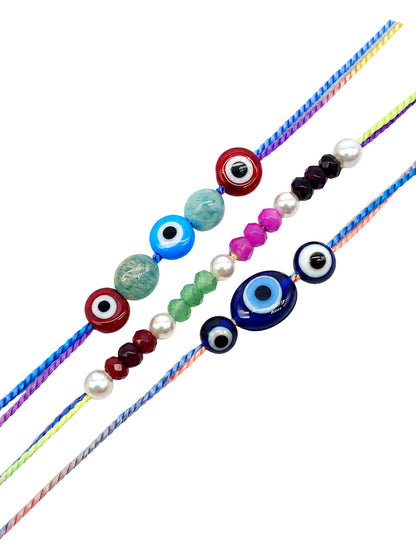 (Set of 3) Evil Eye Kids Cartoon Rakhi Bracelet Bhai Bhaiya Bro