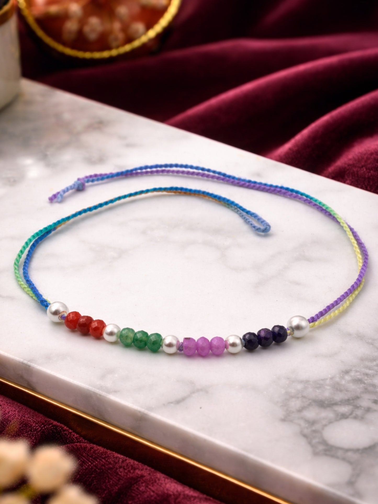 Beaded Pearl Rakhi Bracelet for Bhai Bhaiya Bro