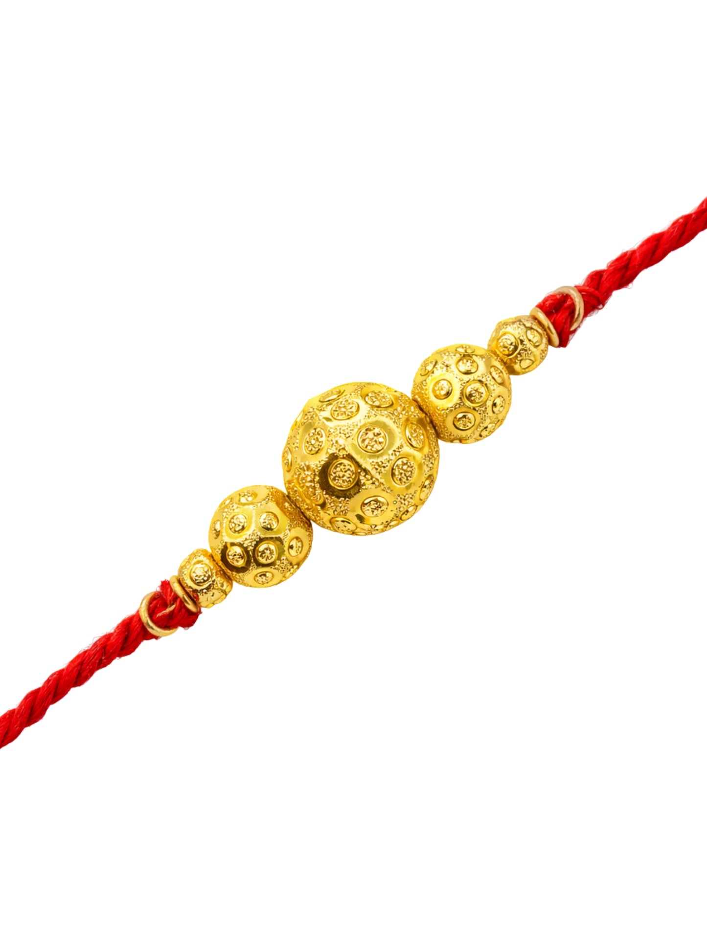Gold Bead Rakhi Bracelet For Bhai Bhaiya Bro Red Thread