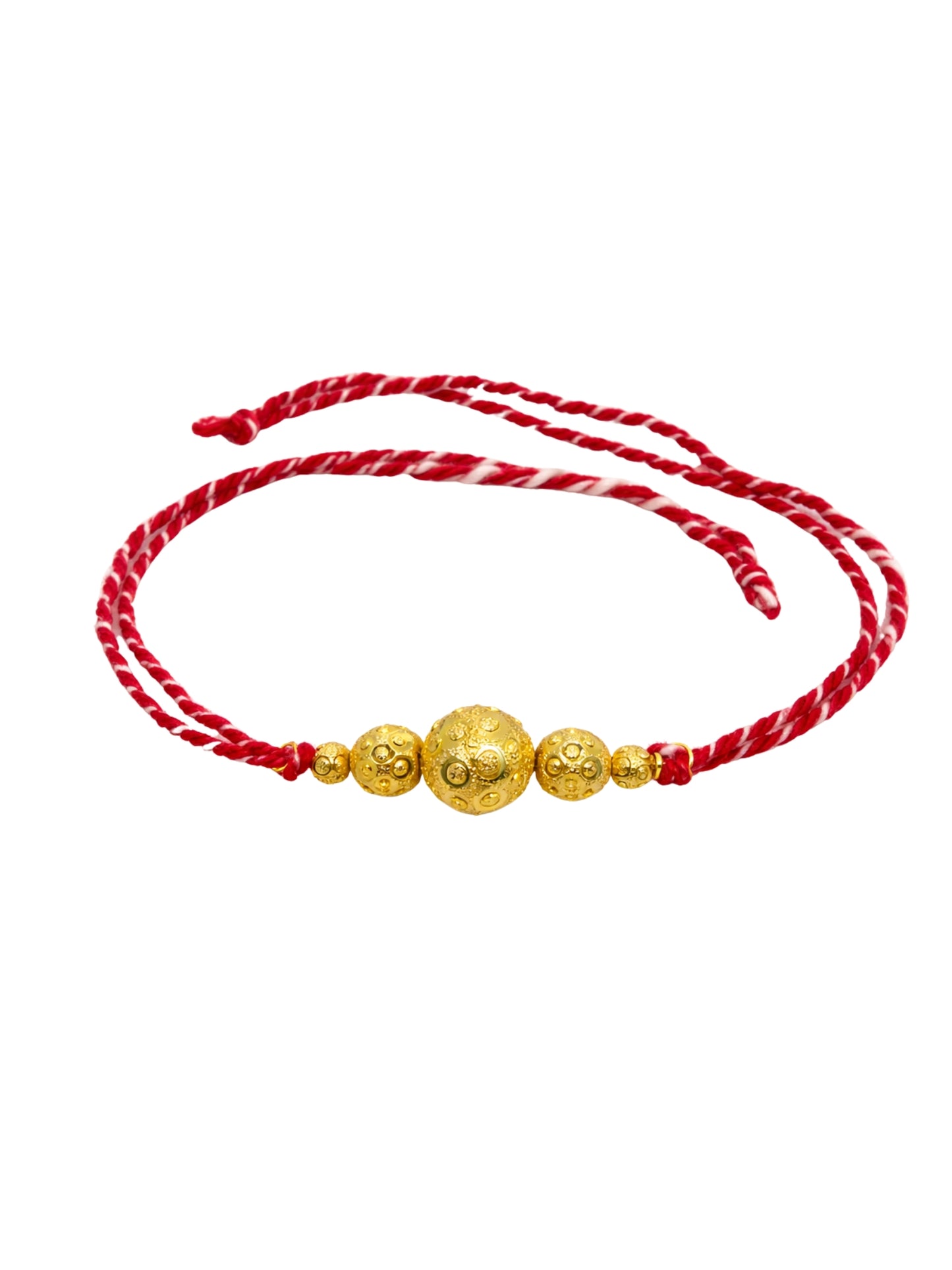 Gold Bead Rakhi Bracelet For Bhai Bhaiya Bro Red Thread