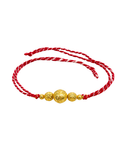Gold Bead Rakhi Bracelet For Bhai Bhaiya Bro Red Thread