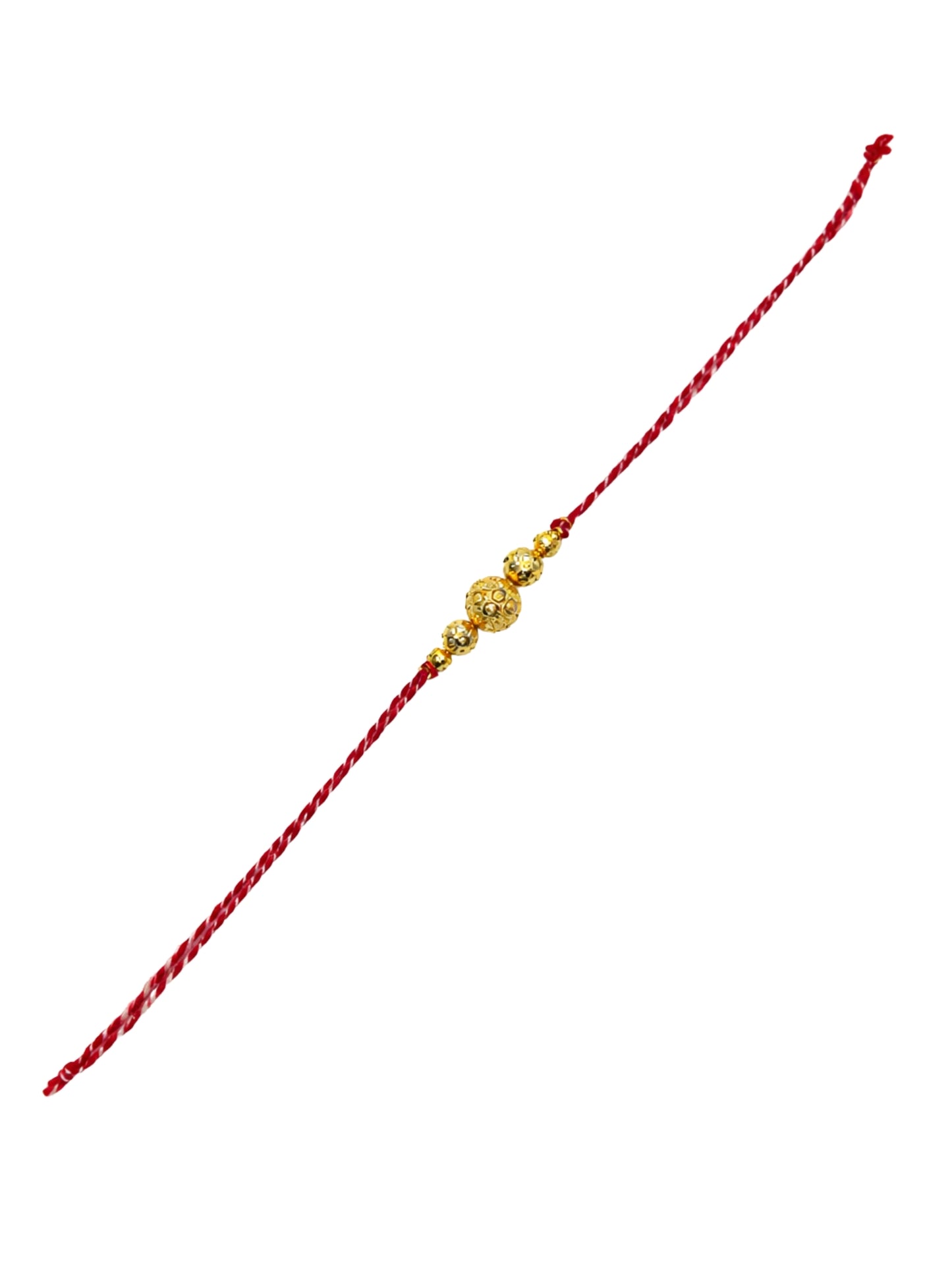 Gold Bead Rakhi Bracelet For Bhai Bhaiya Bro Red Thread