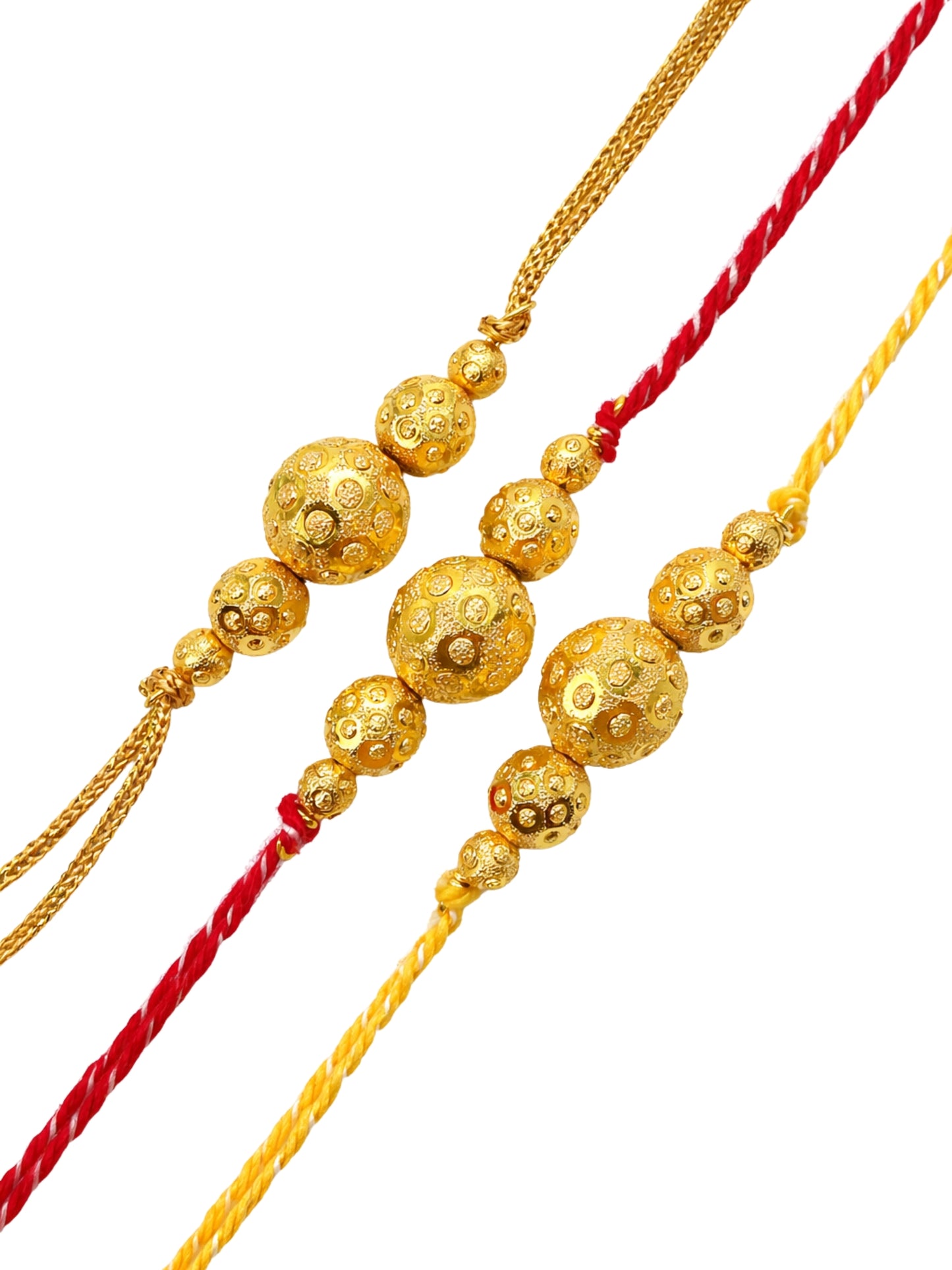 (Set of 3) Gold Bead Rakhi Bracelet Bhai Bro Gift
