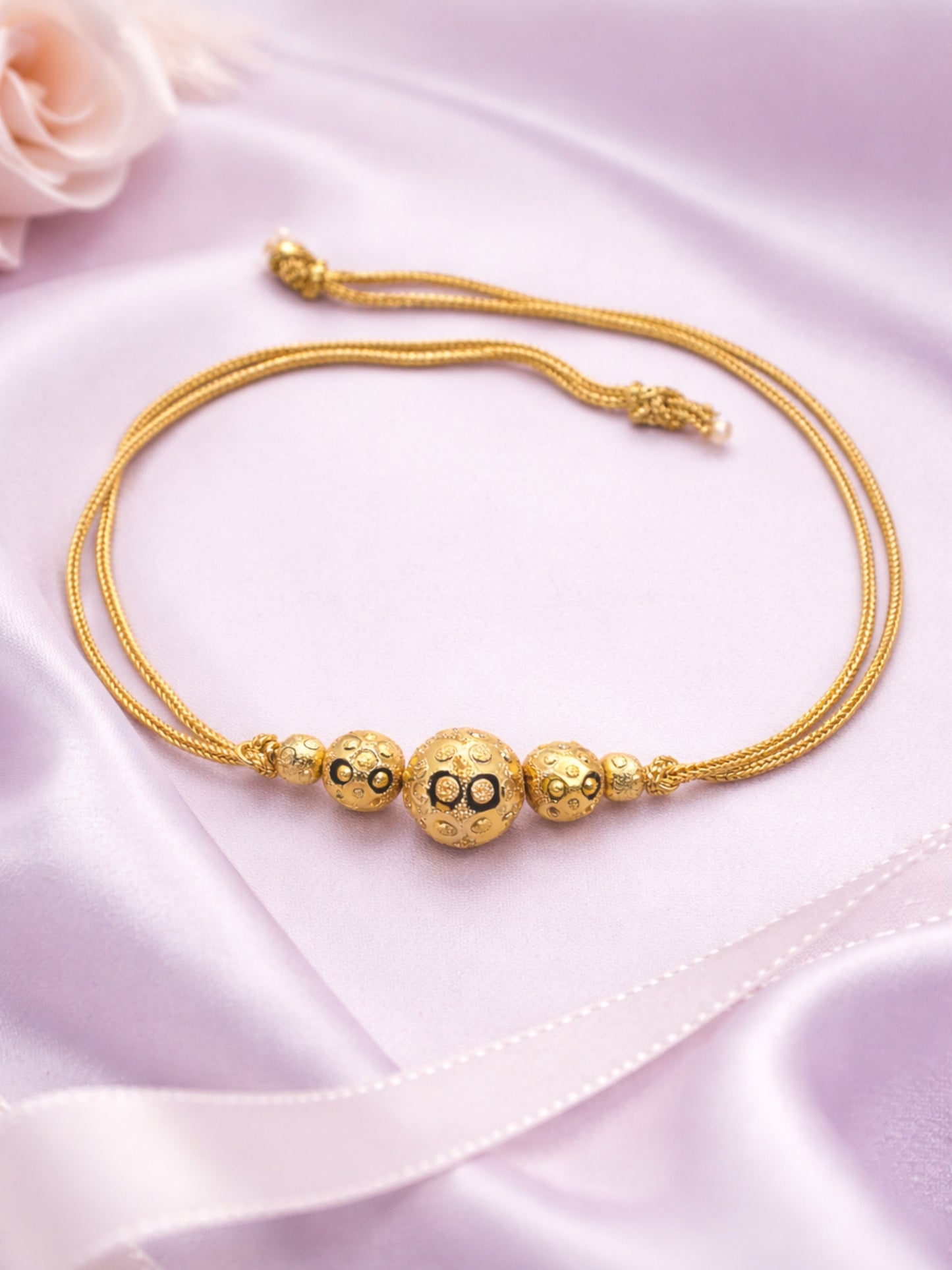 Gold Bead Rakhi Bracelet For Bhai Bhaiya Bro Golden Thread