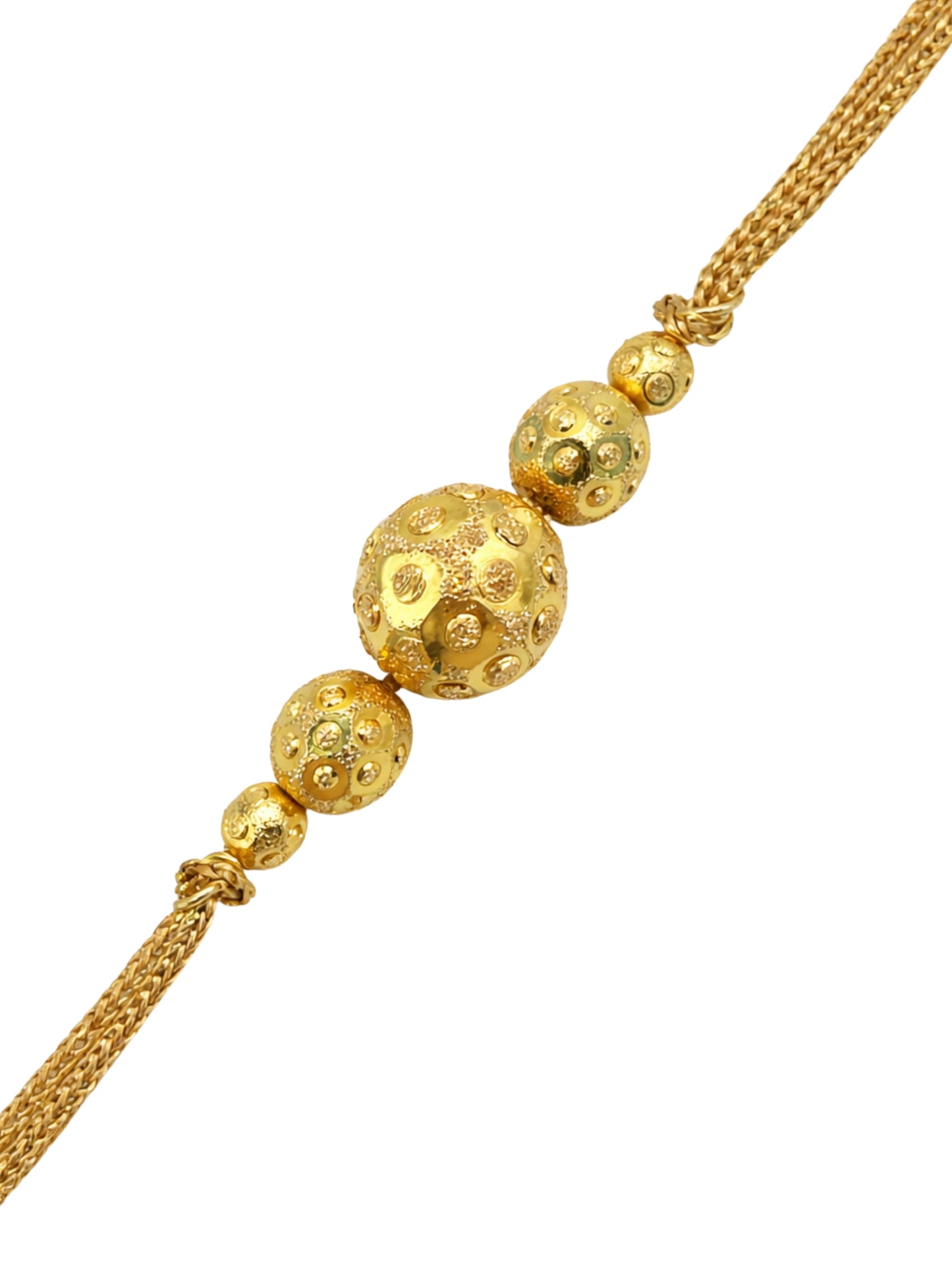 Gold Bead Rakhi Bracelet For Bhai Bhaiya Bro Golden Thread
