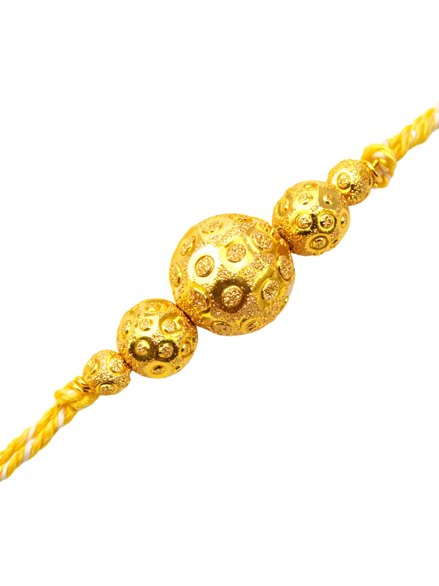 Gold Bead Rakhi Bracelet For Bhai Bhaiya Bro Yellow Thread