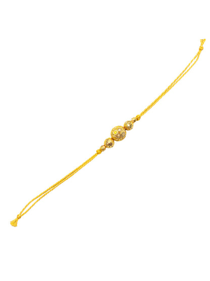 Gold Bead Rakhi Bracelet For Bhai Bhaiya Bro Yellow Thread