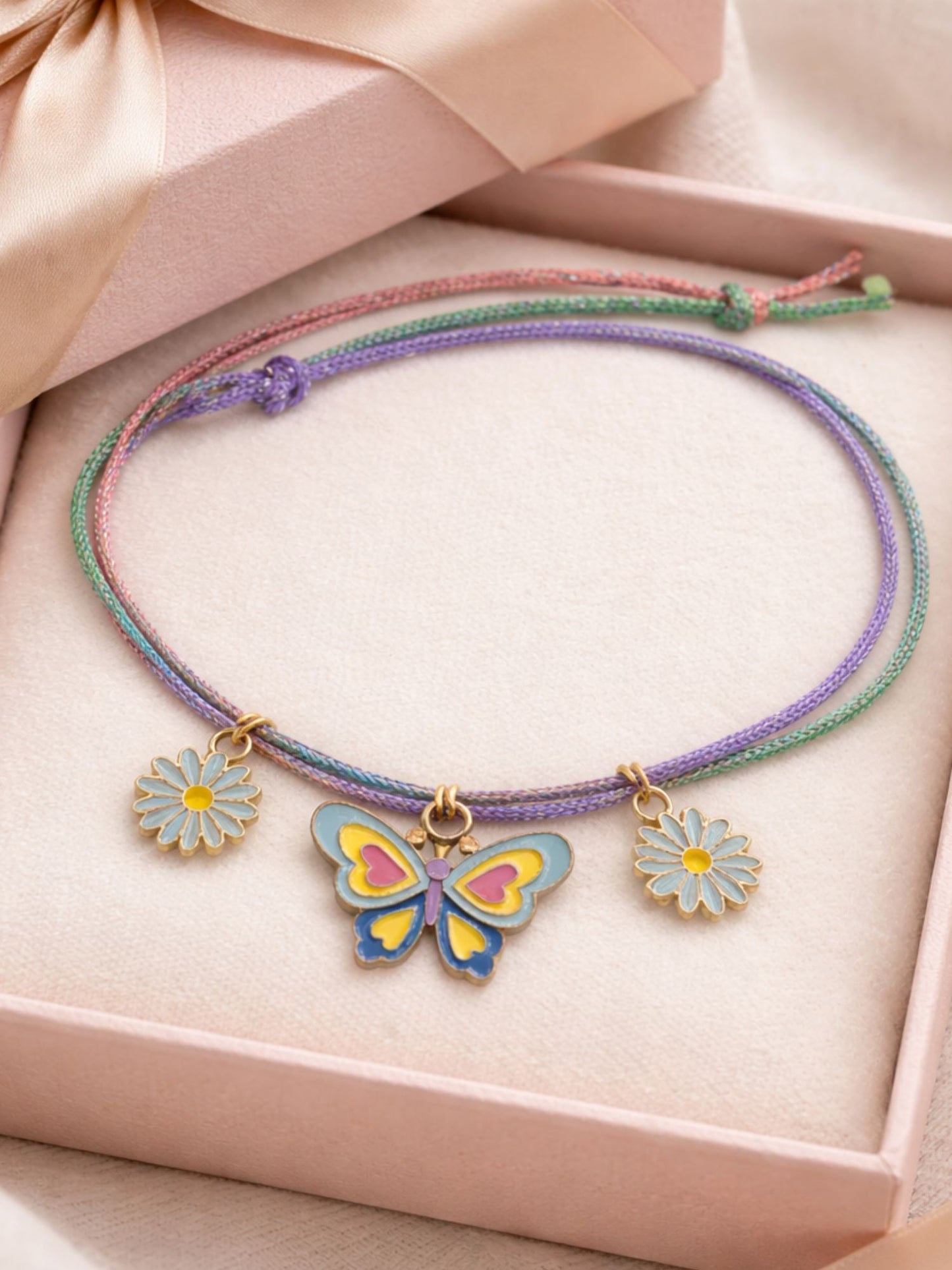 Butterfly Floral Charm Kids Rakhi Bracelet for Bhai Bhaiya Bro