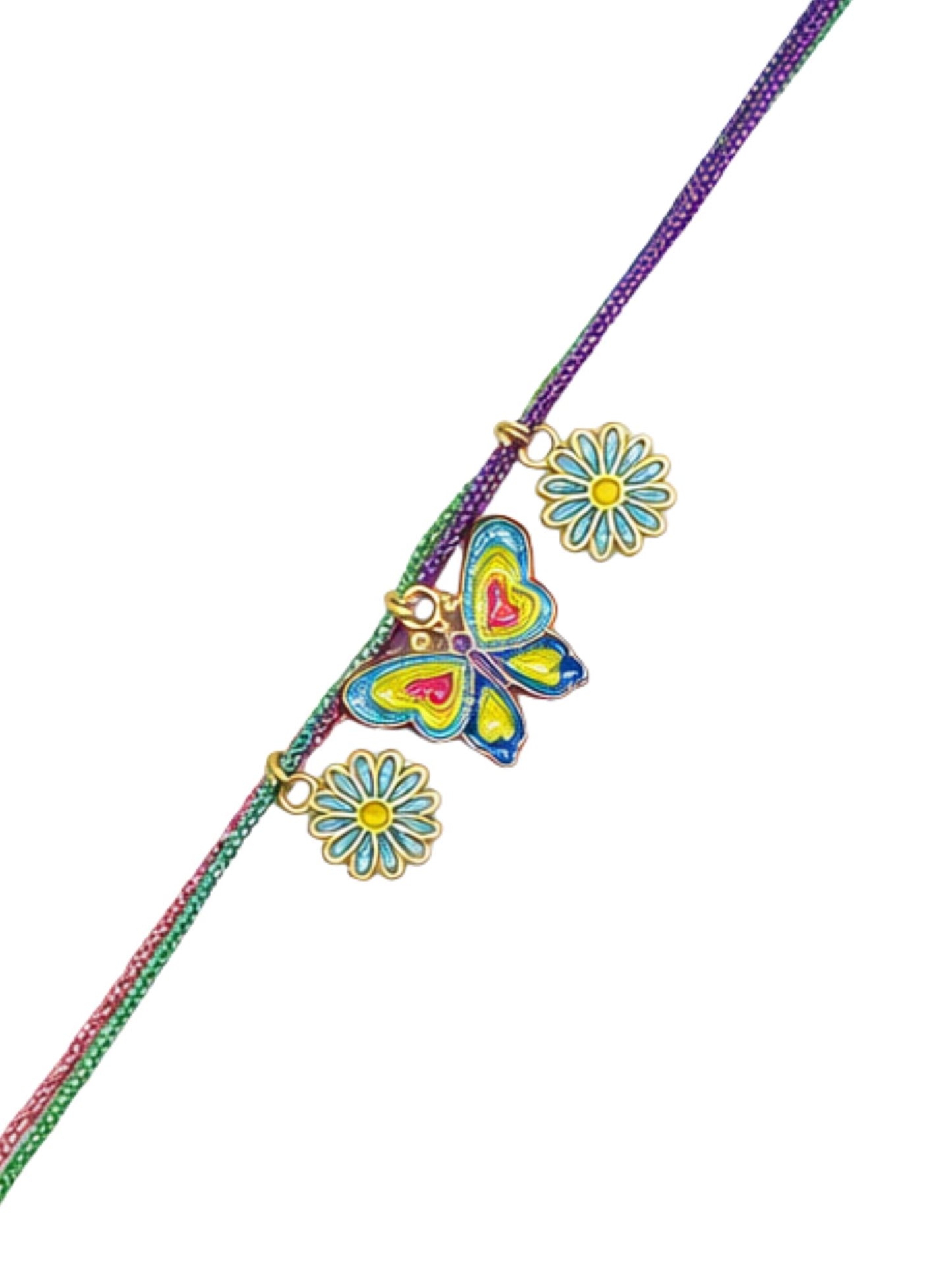 Butterfly Floral Charm Kids Rakhi Bracelet for Bhai Bhaiya Bro
