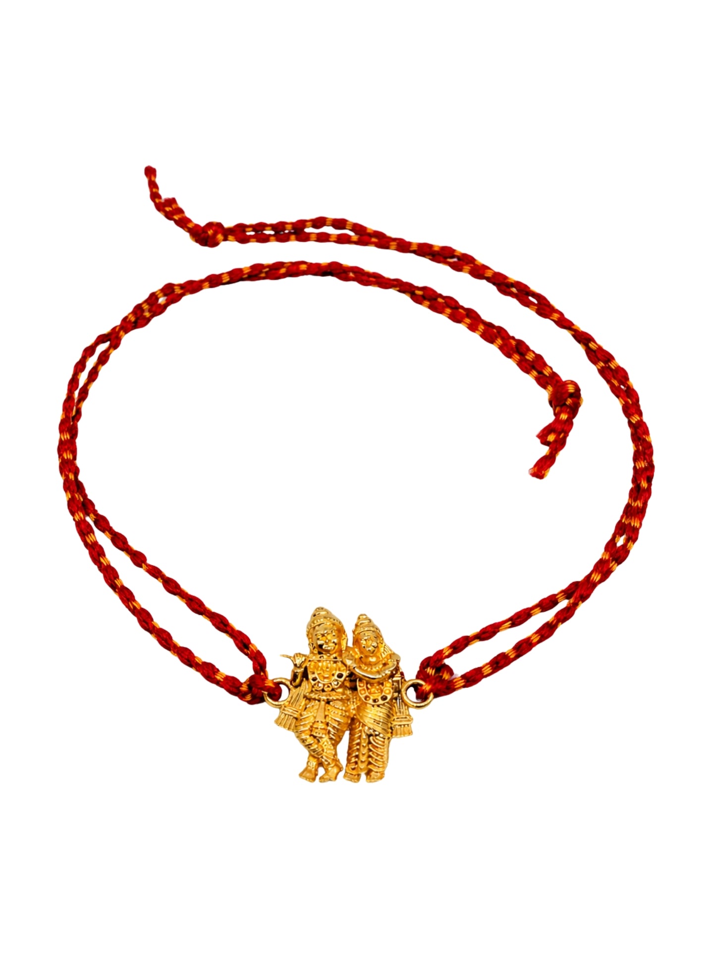 Gold-Plated Radha Krishna Rakhi Bracelet For Bhai Bhaiya Bro