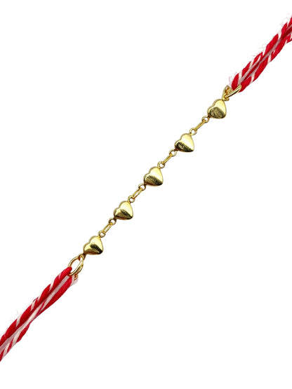Gold-Plated Heart Chain Rakhi Bracelet For Bhai Bhaiya Bro