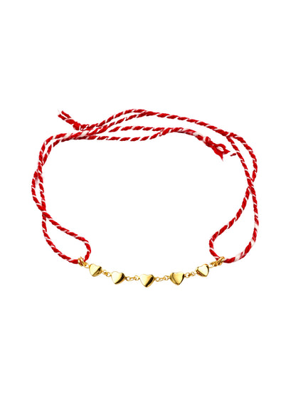 Gold-Plated Heart Chain Rakhi Bracelet For Bhai Bhaiya Bro