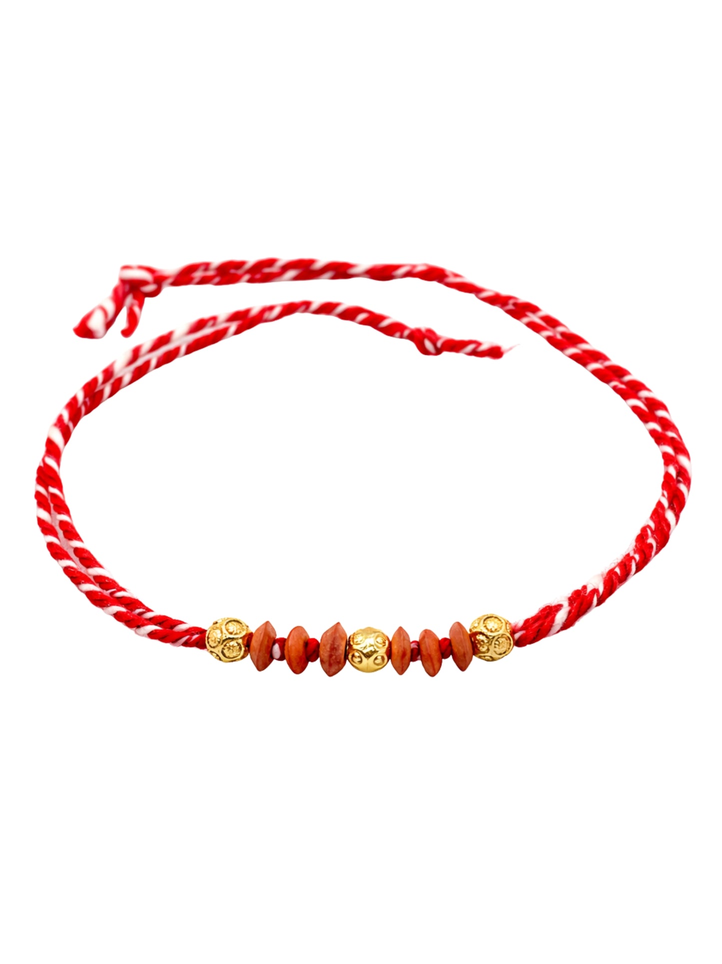(Set of 2) Gold Heart Wooden Beads Rakhi Bracelet For Bhai Bro