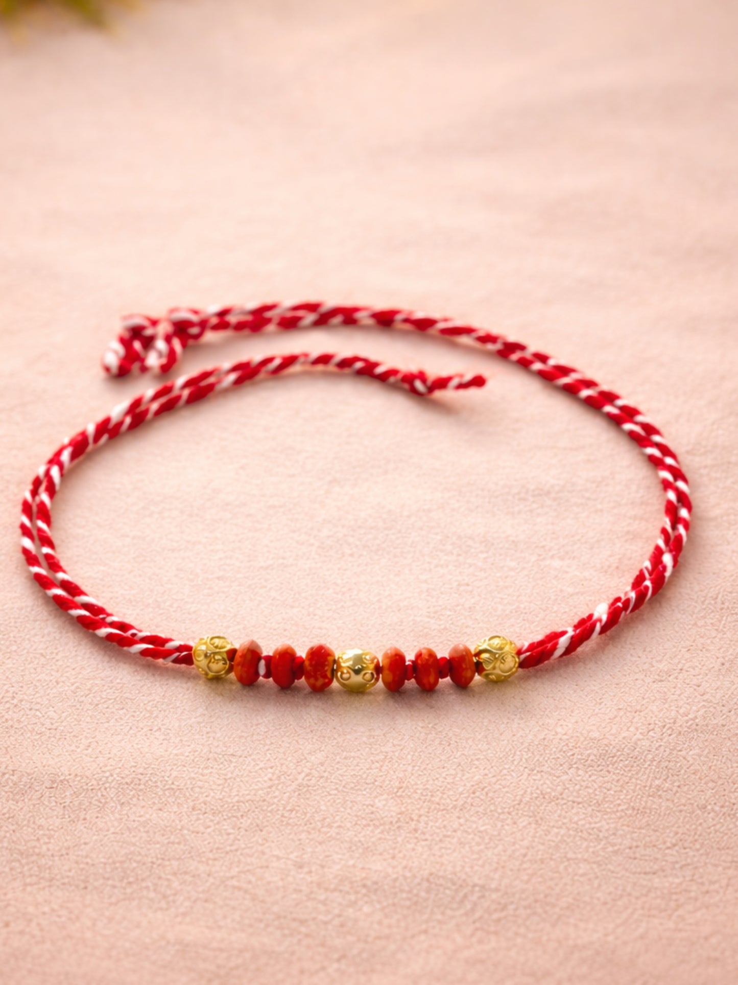 Gold-Plated Beads Rakhi Bracelet For Bro