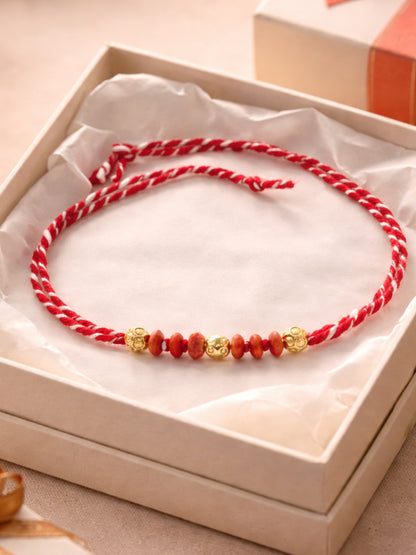 Gold-Plated Beads Rakhi Bracelet For Bro