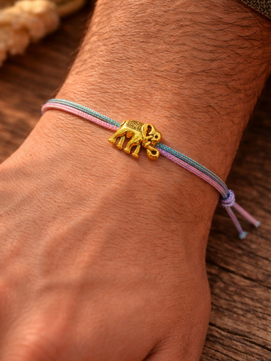 Elephant Rakhi Bracelet Gold For Bhai Bhaiya Bro