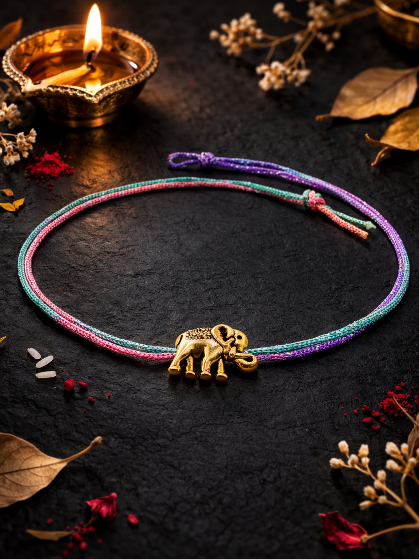 Elephant Rakhi Bracelet Gold For Bhai Bhaiya Bro