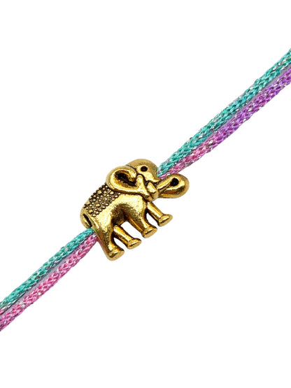 Elephant Rakhi Bracelet Gold For Bhai Bhaiya Bro