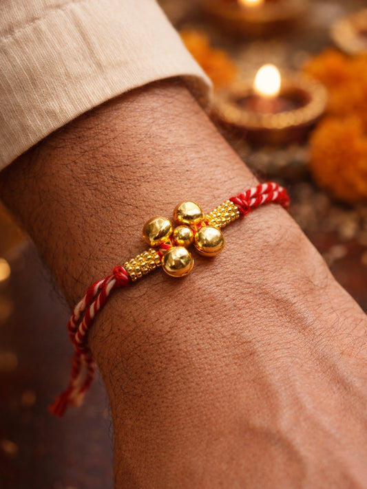 Gold-Plated Beads Rakhi Bracelet For Bhai Bhaiya Bro