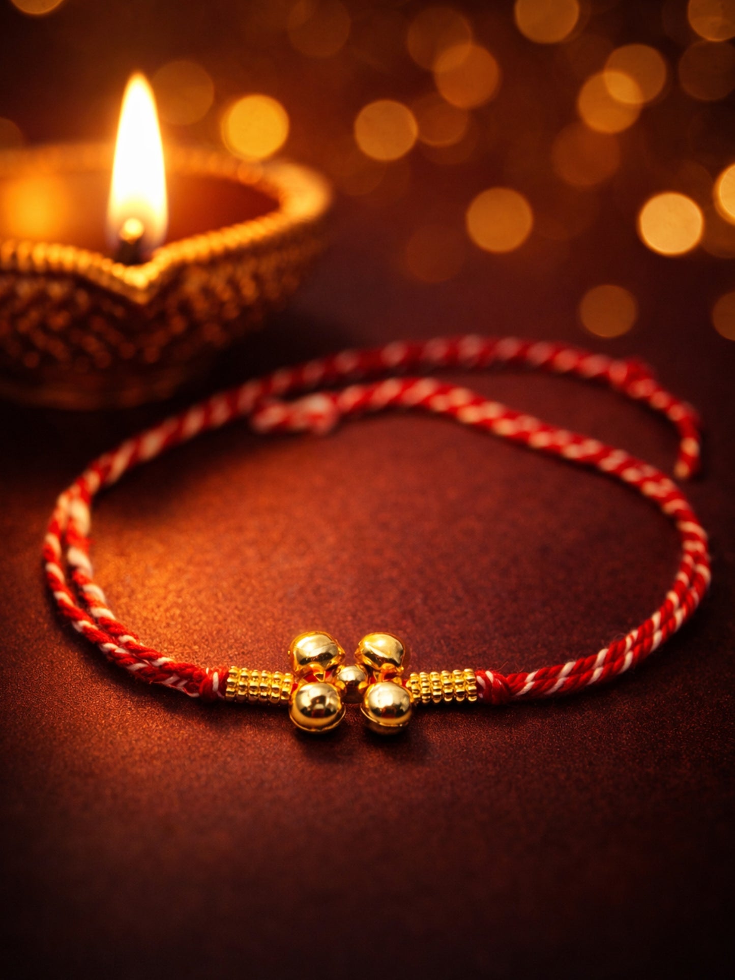 Gold-Plated Beads Rakhi Bracelet For Bhai Bhaiya Bro