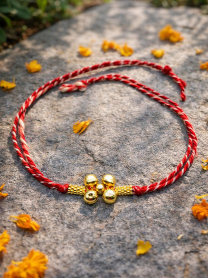 Gold-Plated Beads Rakhi Bracelet For Bhai Bhaiya Bro