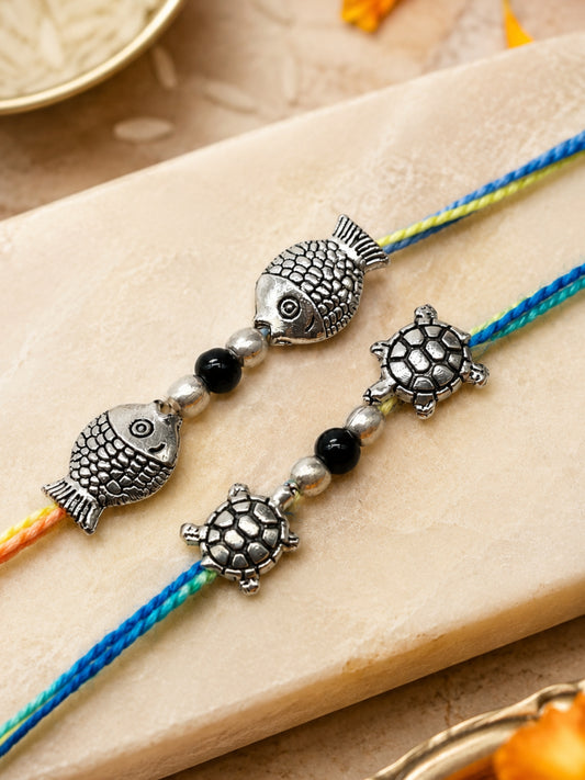 (Set of 2) Fish Turtle Charm Rakhi Bracelet for Bhai Bhaiya Bro