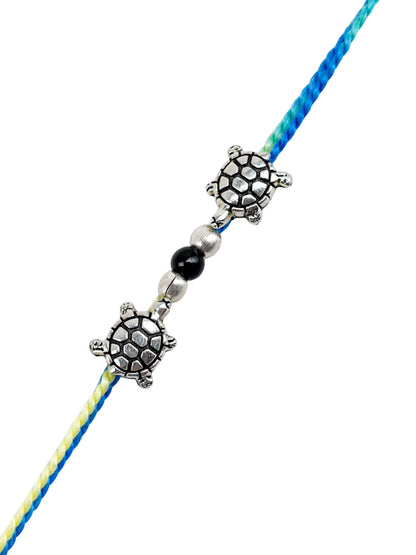 Silver-Plated Turtle Bracelet Rakhi For Bhai Bhaiya Bro