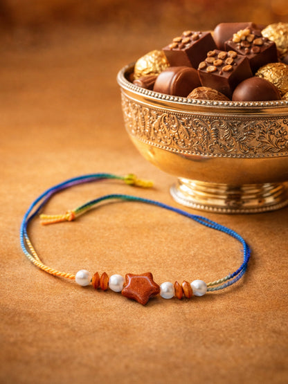 Star Shape Pearl Rakhi Bracelet for Bhai Bhaiya Bro