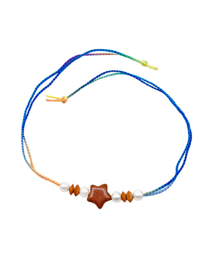 (Set of 2) Star Stone Pearl Kids Rakhi Bracelet Bhai Bhaiya Bro