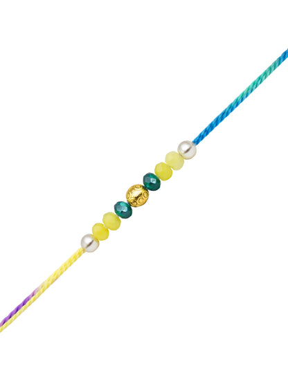 Gold Beaded Pearl Rakhi Bracelet for Bhai Bhaiya Bro