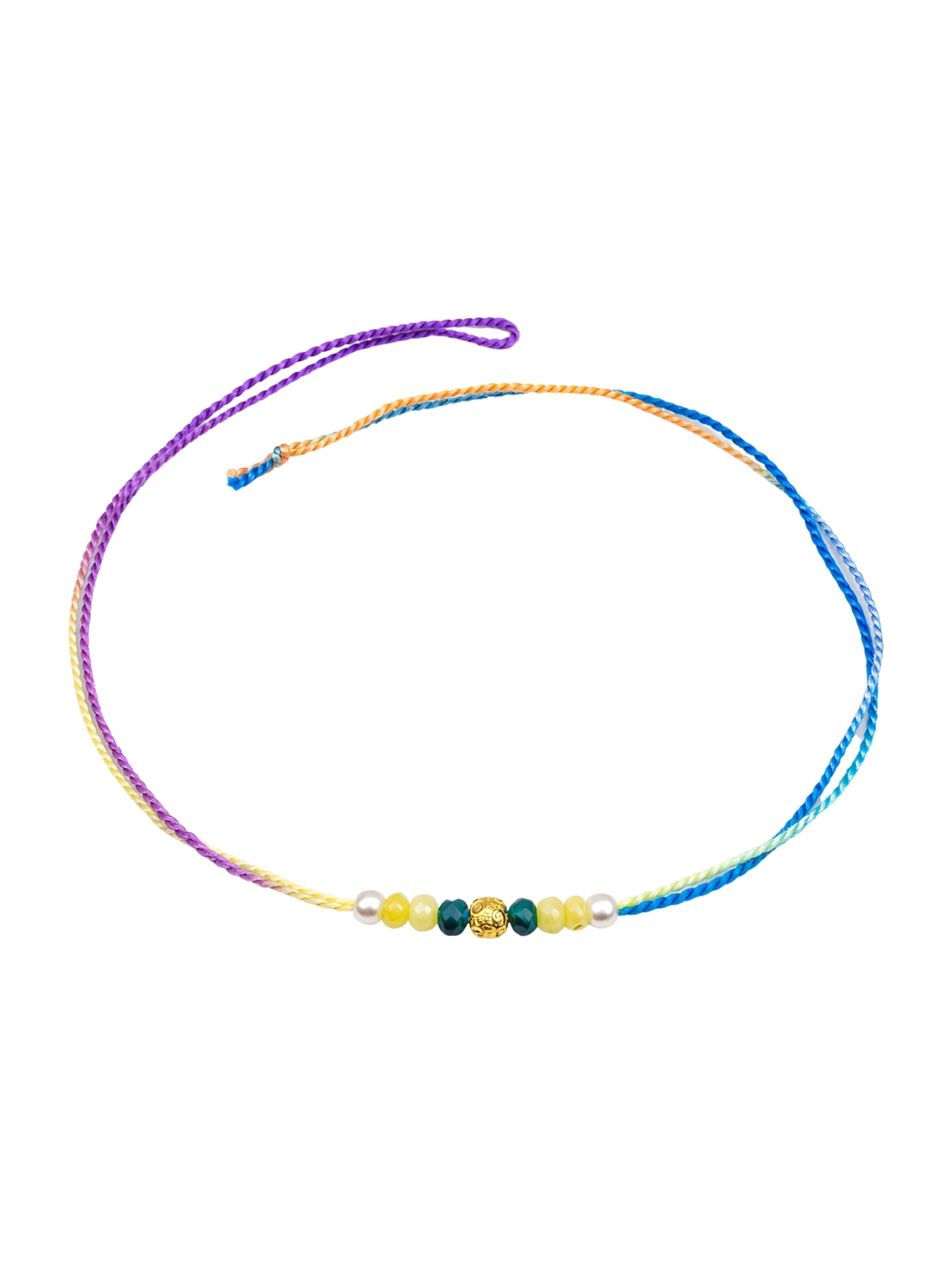 Gold Beaded Pearl Rakhi Bracelet for Bhai Bhaiya Bro