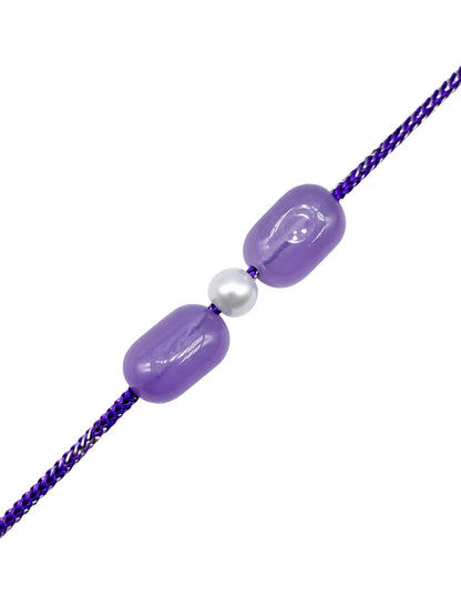 Lavender Pearl Beads Rakhi Bracelet For Bhai Bhaiya Bro