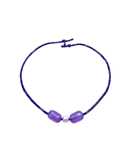 (Set of 2) Lavender Stone Pearl Beads Rakhi Bracelet for Bro