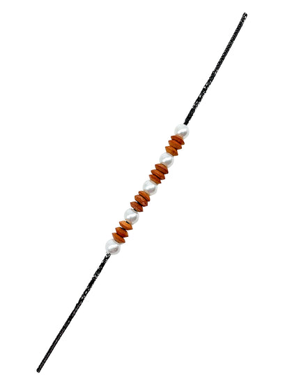 Pearl Wooden Beads Bracelet Rakhi For Bhai Bhaiya Bro