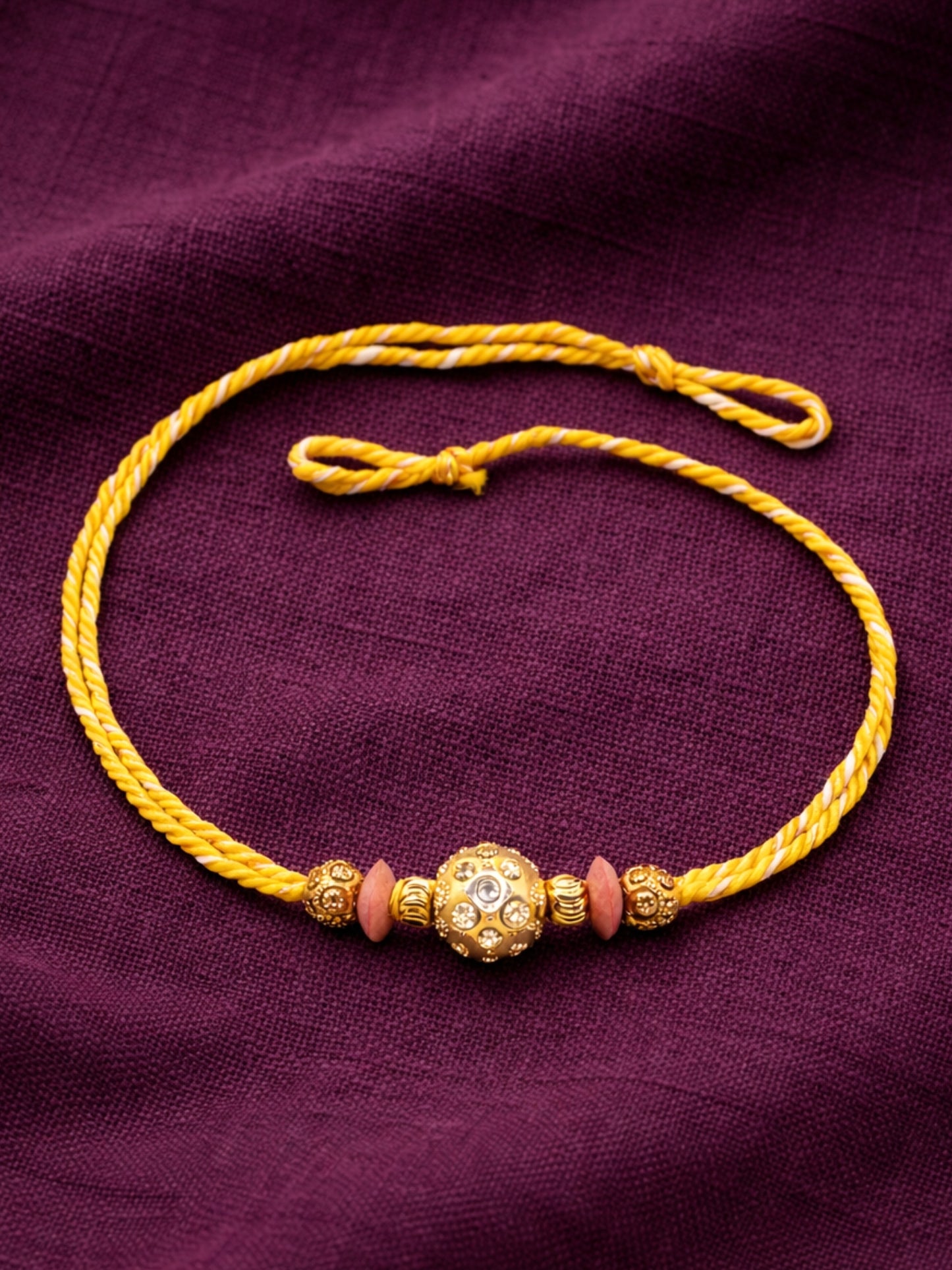 Gold Beaded Rakhi Bracelet For Bhai Bhaiya Bro