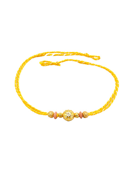 Gold Beaded Rakhi Bracelet For Bhai Bhaiya Bro