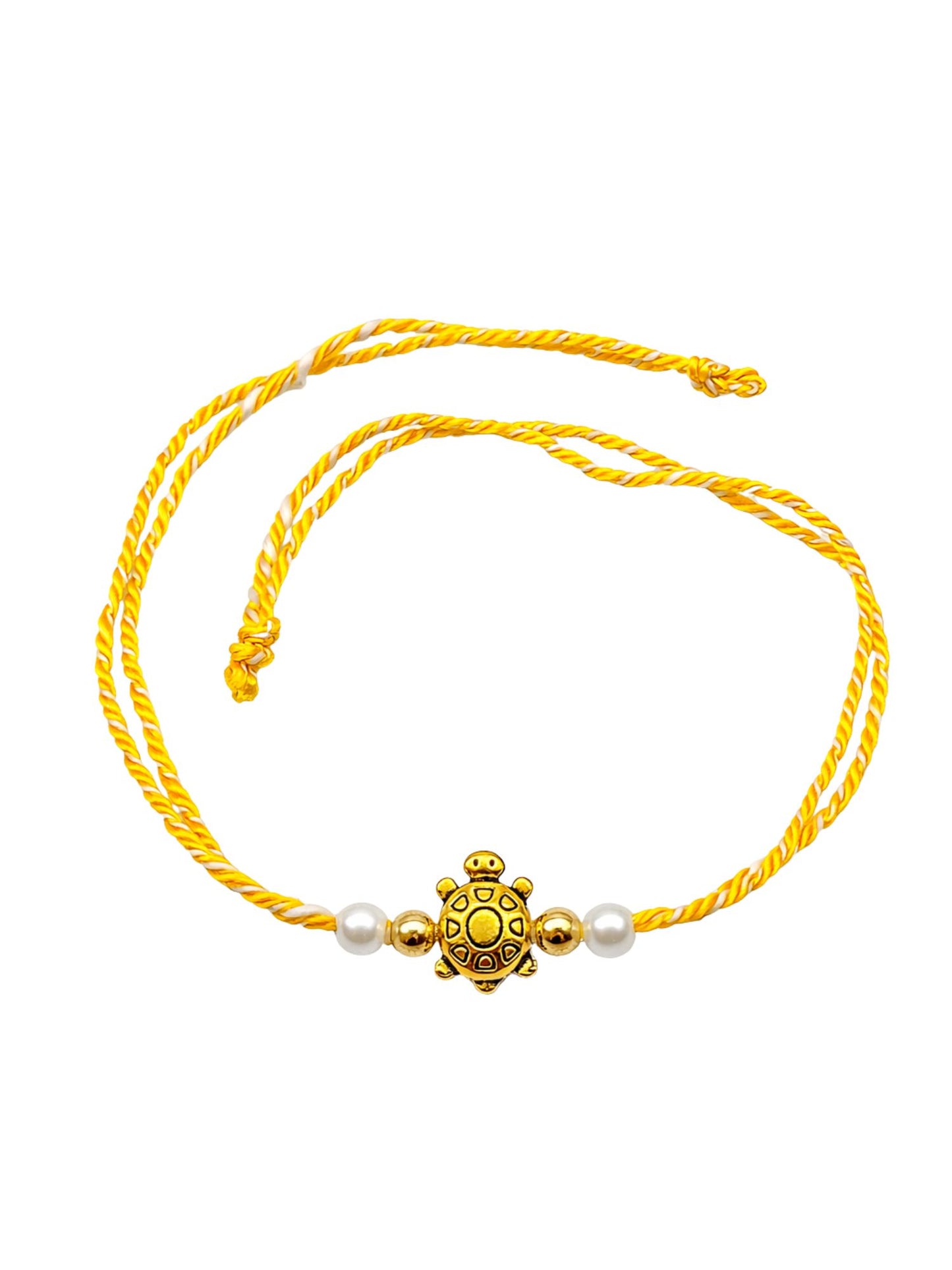 (Set of 2) Gold Turtle Pearl Rakhi Bracelet for Bhai Bhaiya Bro
