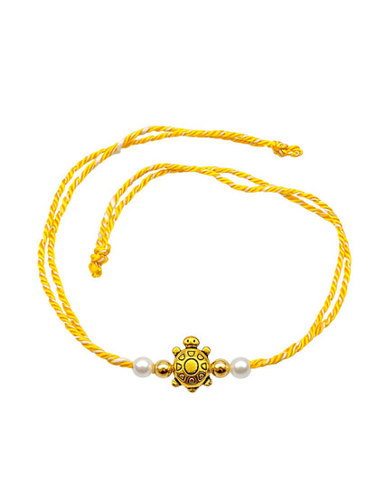 (Set of 2) Gold Turtle Pearl Rakhi Bracelet for Bhai Bhaiya Bro