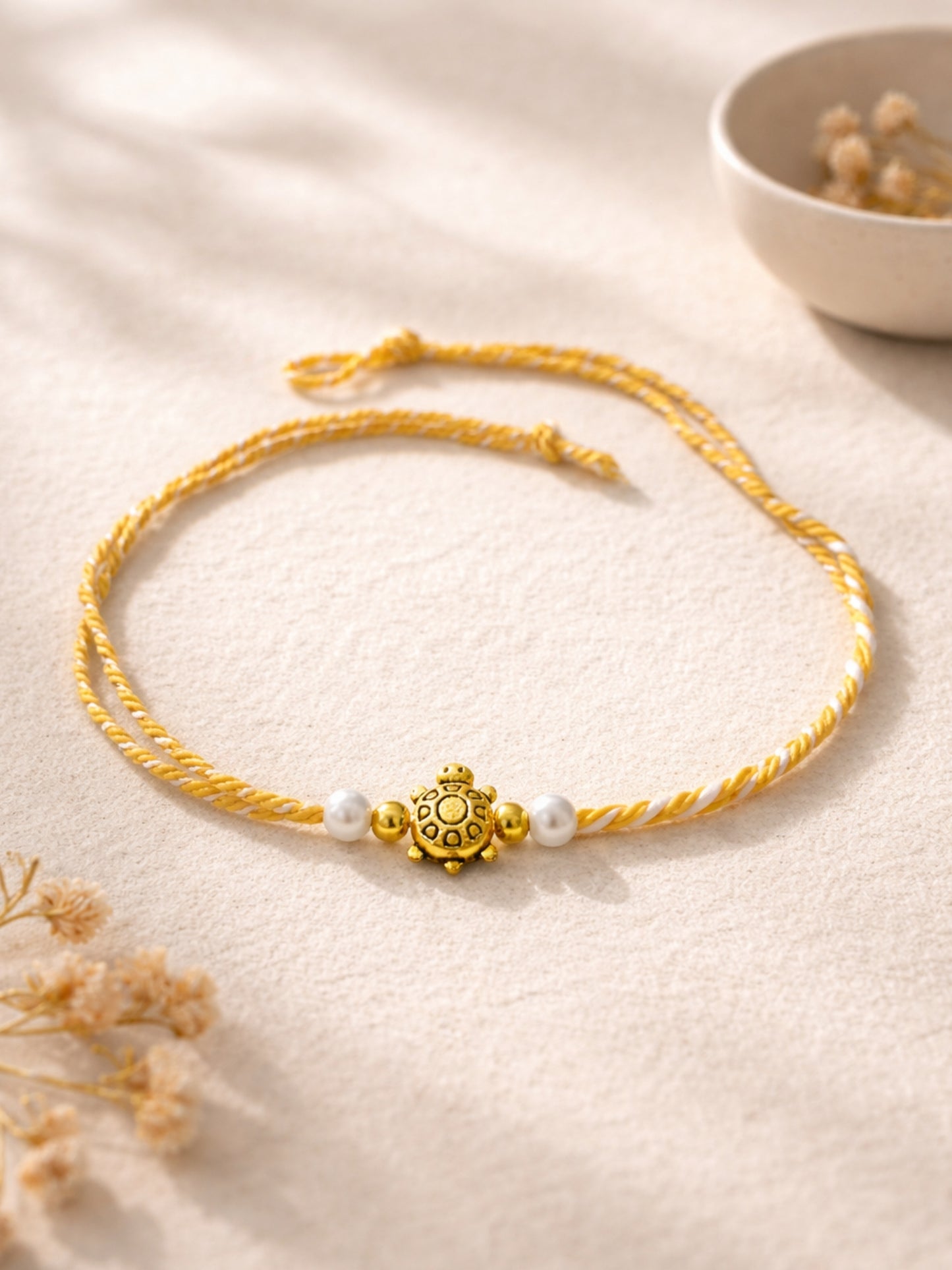 Turtle Pearl Beads Bracelet Rakhi For Bhai Bhaiya Bro