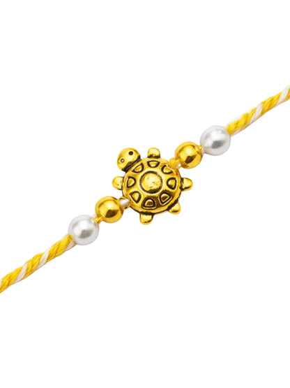 Turtle Pearl Beads Bracelet Rakhi For Bhai Bhaiya Bro