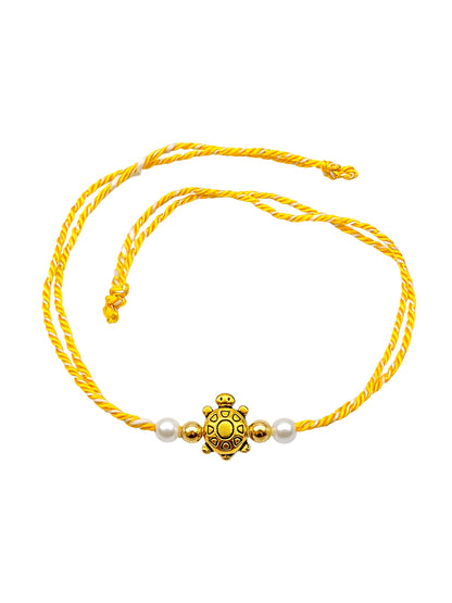 Turtle Pearl Beads Bracelet Rakhi For Bhai Bhaiya Bro