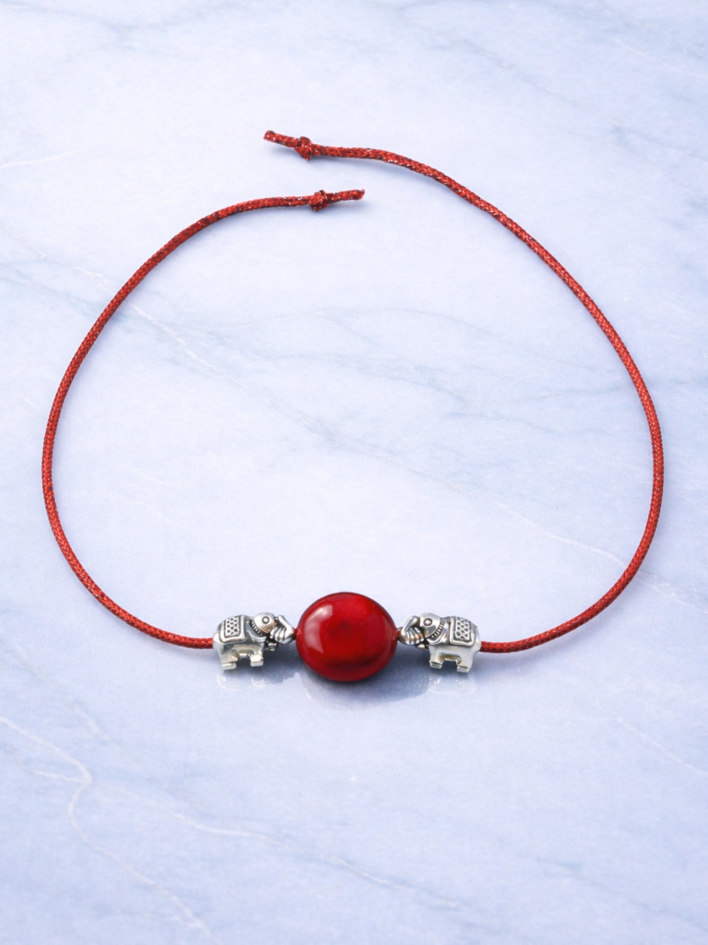 Elephant Charm Rakhi Bracelet Red For Bhai Bhaiya Bro